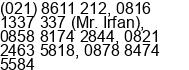 Mobile number of Mr. Irfan at Jakarta Timur